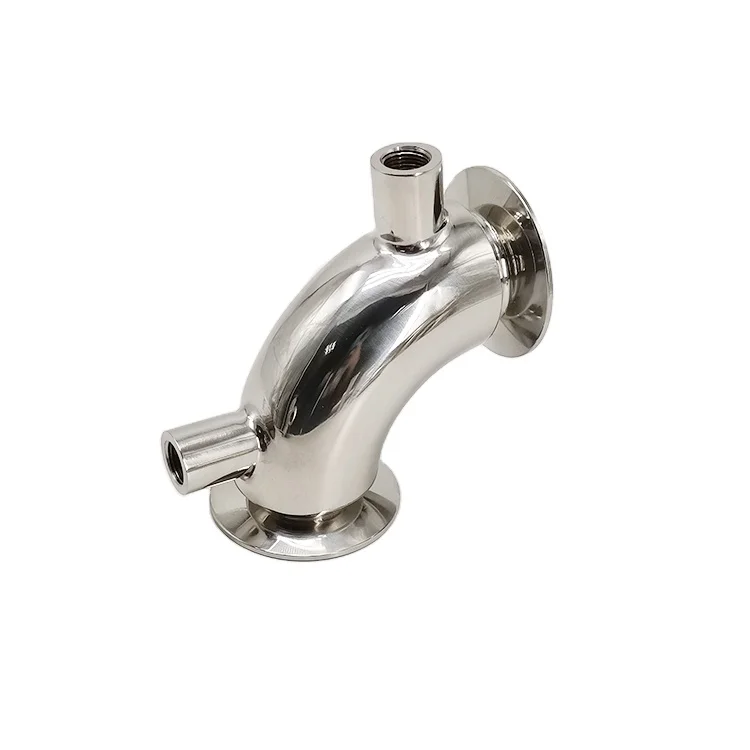 SS304 316L Food grade clamped elbow pipe connector Sanitary stainless steel 90 degree tri clamp elbow