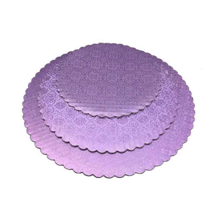 Foil Cake Board Round Square Etccake Paperboard Golden Big Size Scalloped Round Shape Foil Cake Board For Wedding