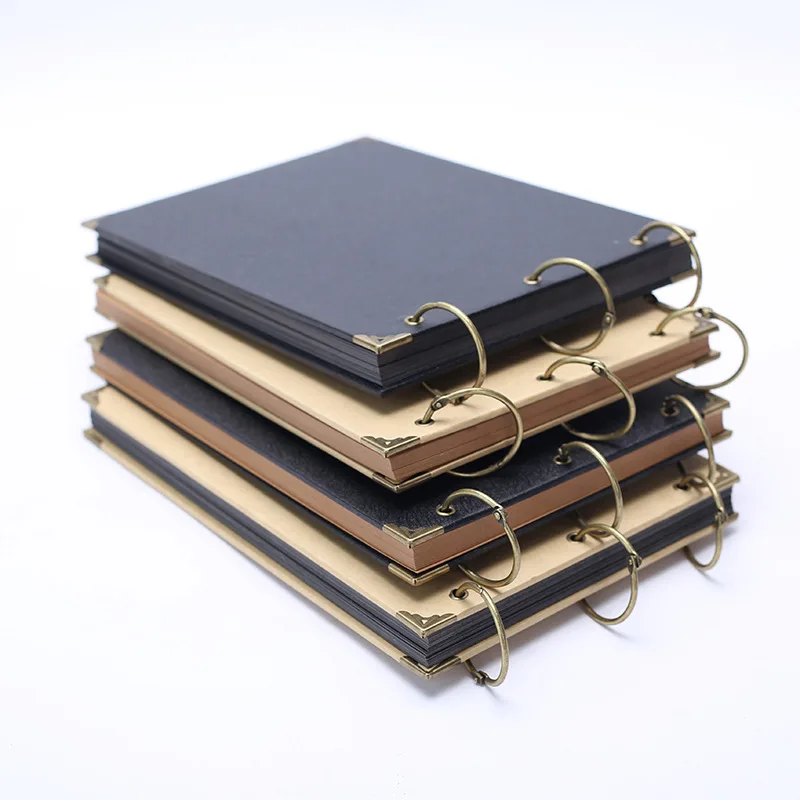 
30 Sheets(30 pages inside) 21*15cm DIY custom gift logo oem Iron ring style paper craft memory book photo albums album 