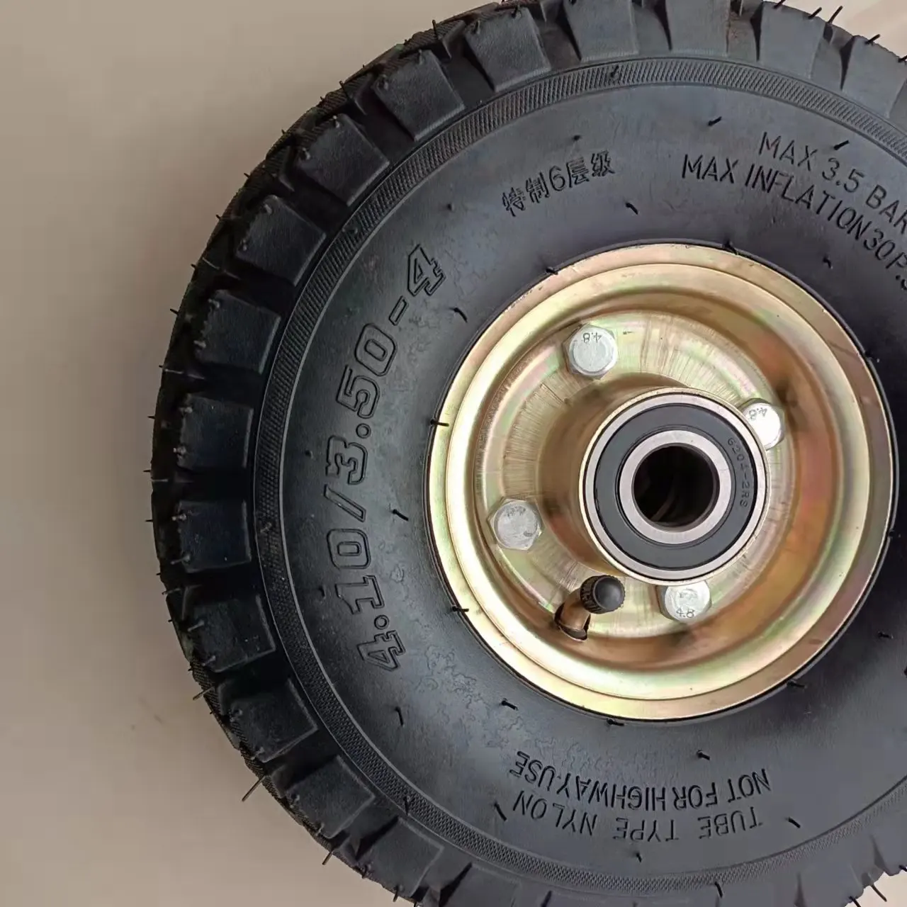 10 inch small pneumatic rubber tyre 410/350-4 trolley wagon wheel
