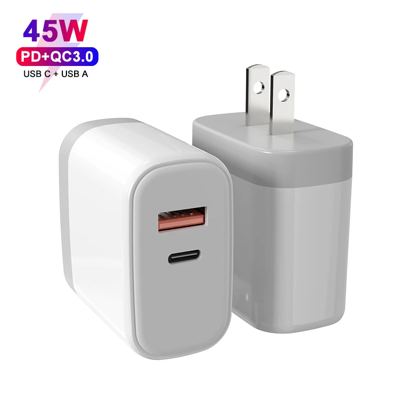 45 Вт USB C настенное зарядное устройство портативное быстрое USB-C и многопортовый адаптер питания для ноутбуков телефонов