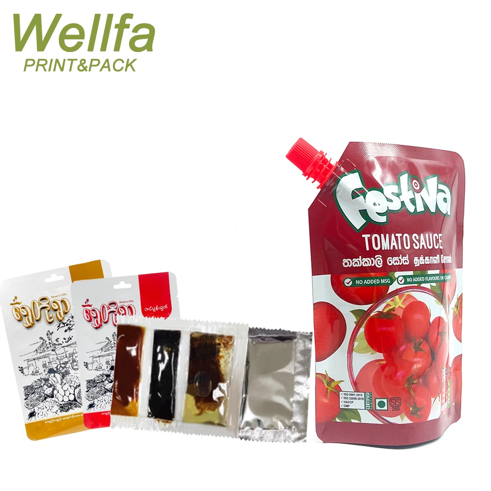 Поставщик упаковочных пакетов для высокотемпературного носика, алюминиевый 250 мл, 500 мл ретортный мешок для соуса