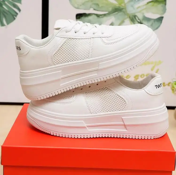 Thick sole heightening white shoes for women 2024 new summer versatile mesh sports shoes casual sneakers