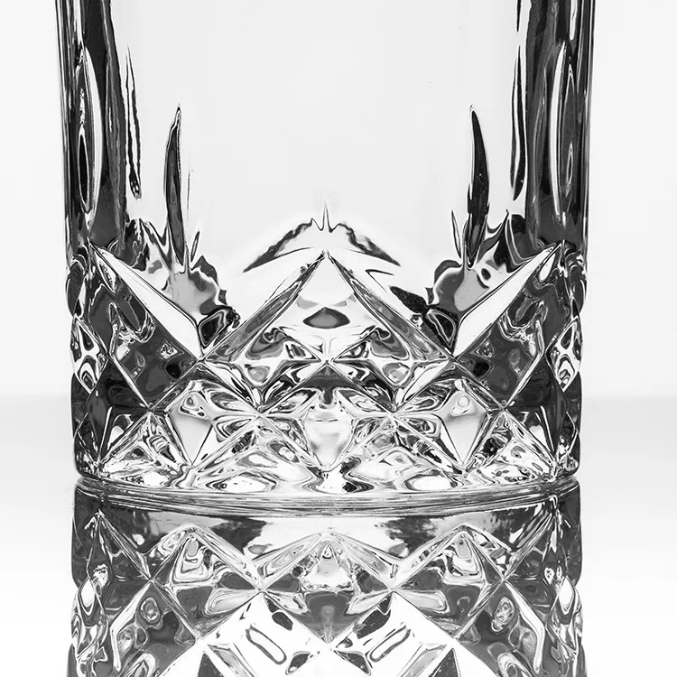 whiskey glass sets Free Sample 10 oz Round Bottom diamond shaped Iceberg Rock Glass Custom Premium Whiskey Glass
