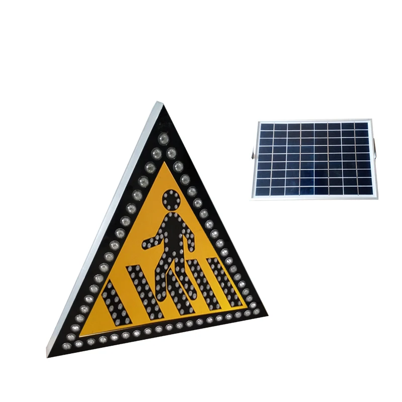 Traffic aluminum solar LED triangle safety road warning sign