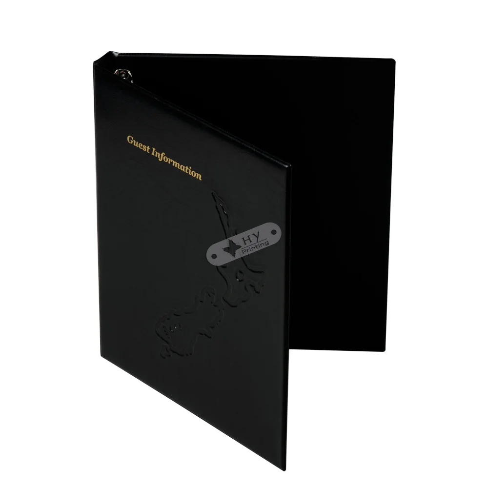 Wholesale Personalized Logo Black Leather 1 Inch 3 Ring Binder