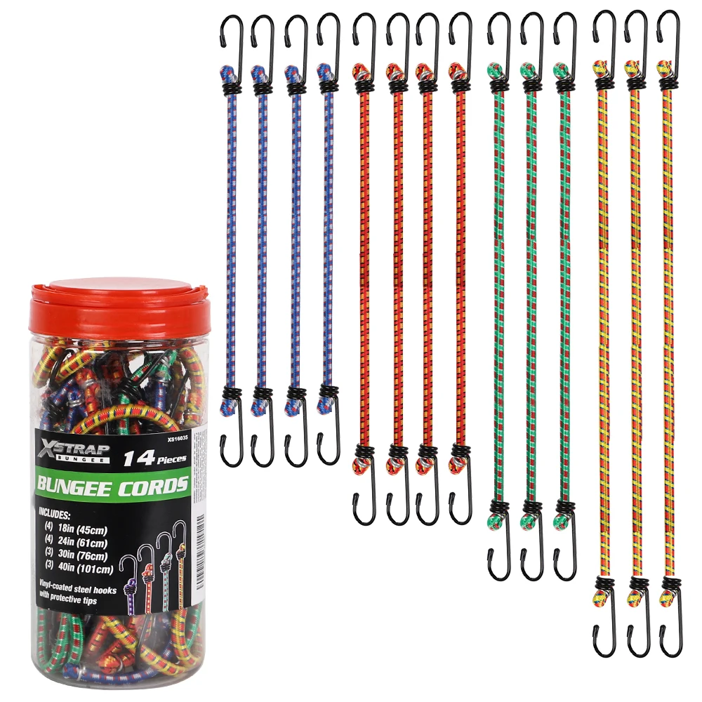14 pcs  Bungee Cords Set With Hooks Elastic Rope