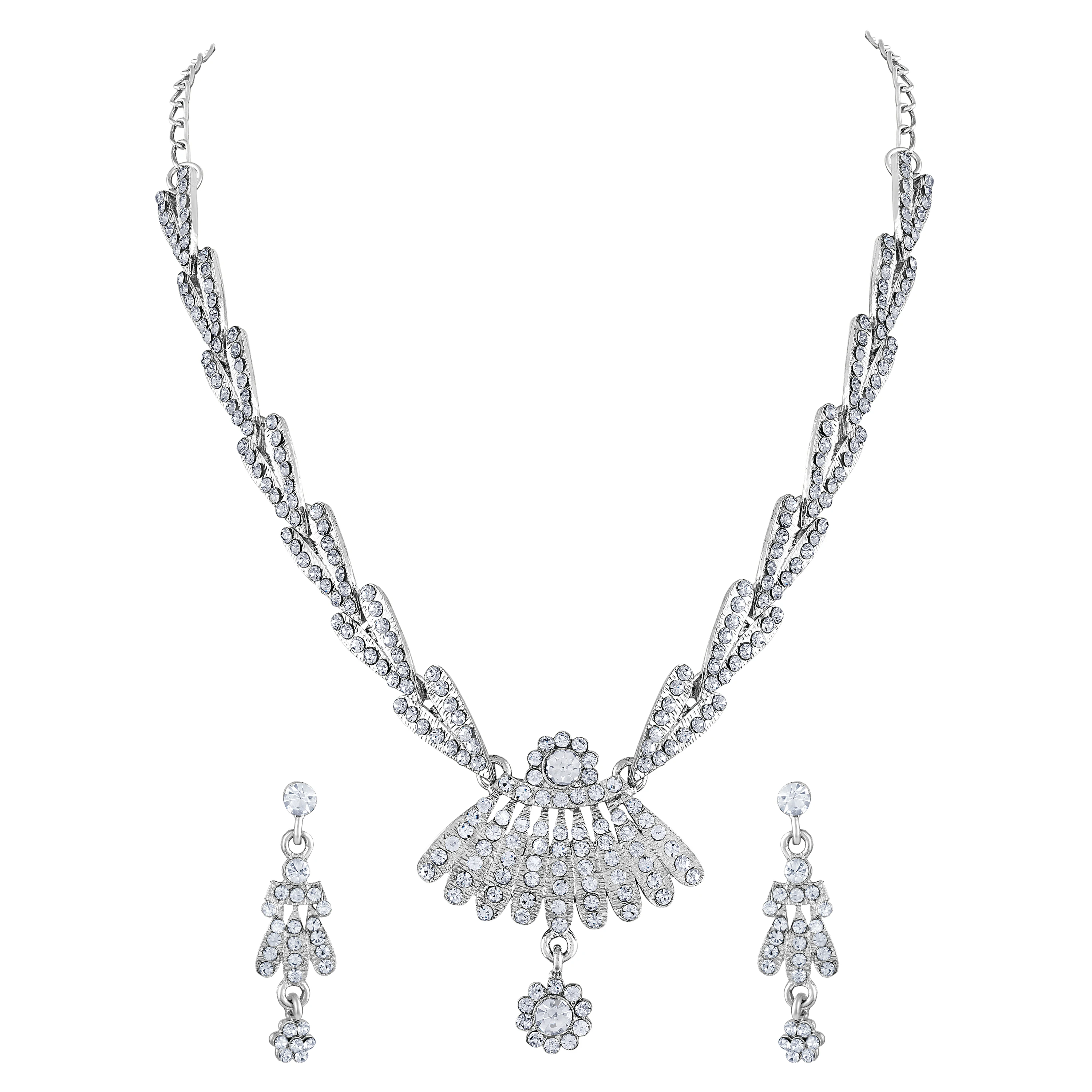 
Wholesale Indian Asmitta Fancy Elephant Design oxidised Silver Plated Matinee Style Necklace Set For Women 