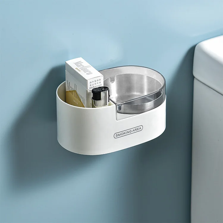 Creative new product wall mounted bathroom cigarette ash tray  stainless steel toilet ashtray Detachable waterproof with lid