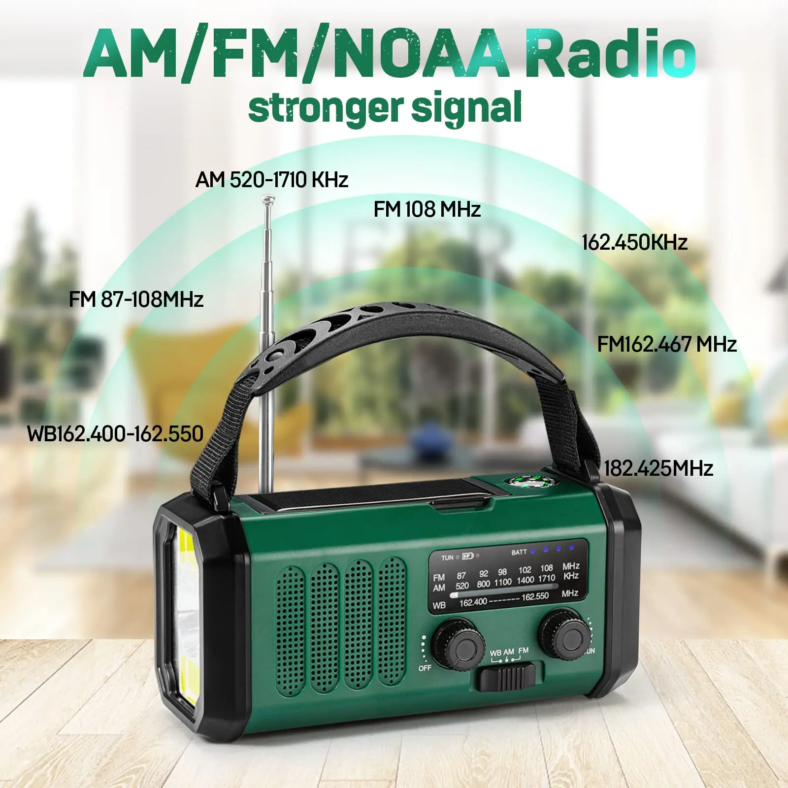 Cheap Hot Sale 10000mAh Emergency flashlight radio hand crank solar survival radio, NOAA Weather Radio for Reading Lamp