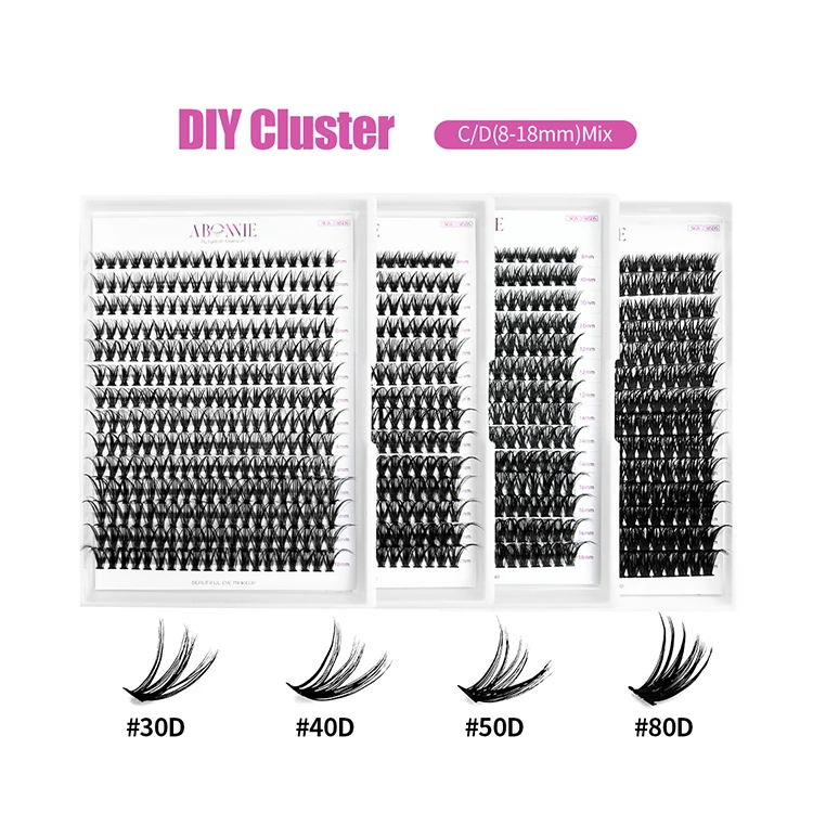 Abonnie Segmented Lashes New Diy Eyelash Extension Kits Packaging Mink Diy Cluster Lash Extension Kit Lash Cluster