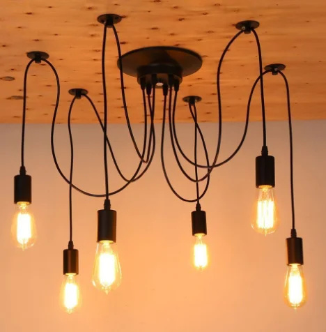 Nordic Spider Industrial Pendant Lamp E27 Loft Edison Retro Industrial Lamp Vintage Hanging Lamps Length 150cm Pendant Lights