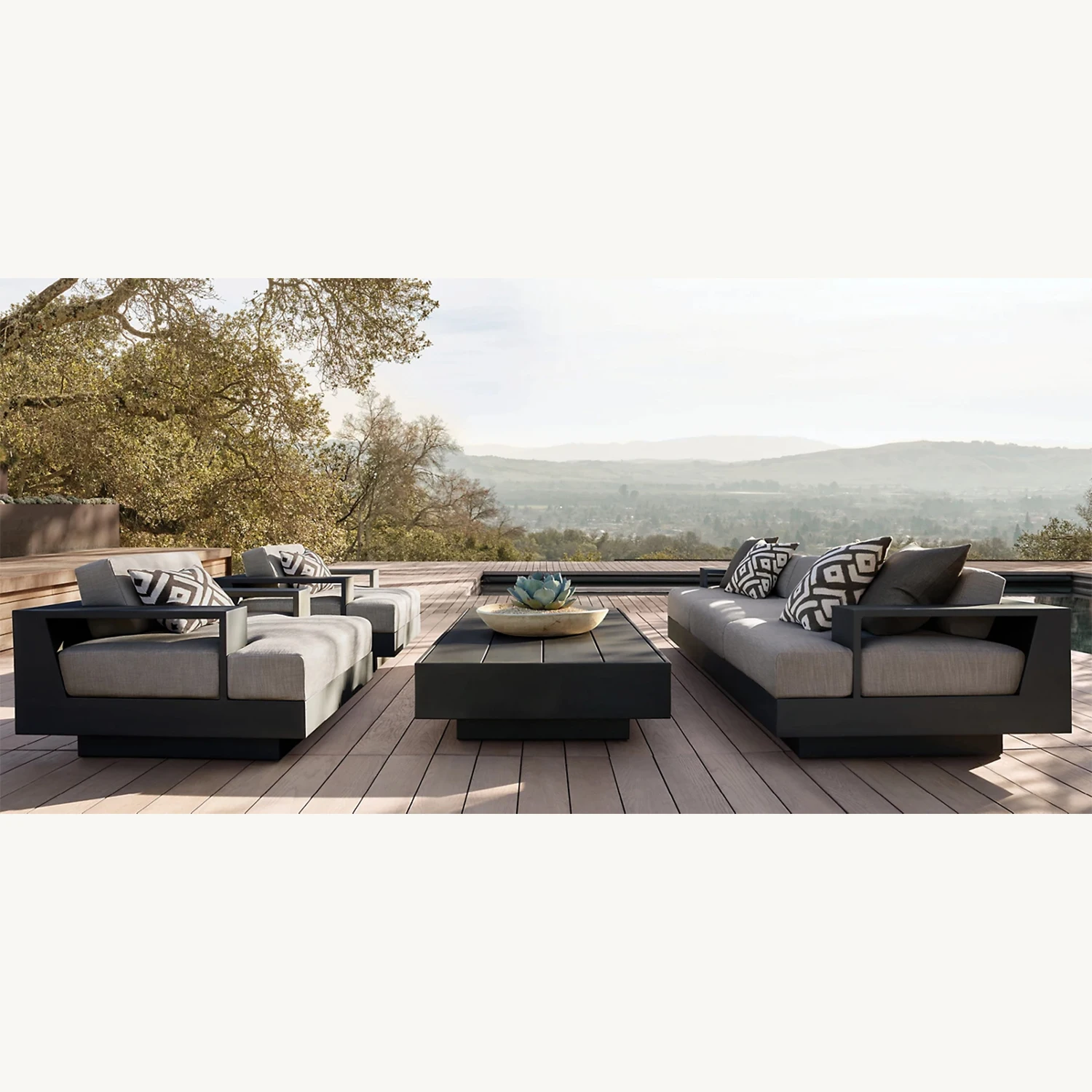 Porch luxury 4 pieces all weather rustproof aluminum outdoor lounge furniture sofa set