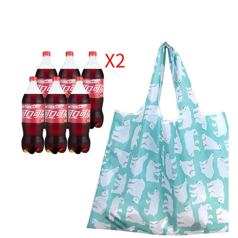 Large Capacity Storage Bag Foldable Large Size Floral Cloth Creative Portable Oxford Printed Grocery Shopping Bag