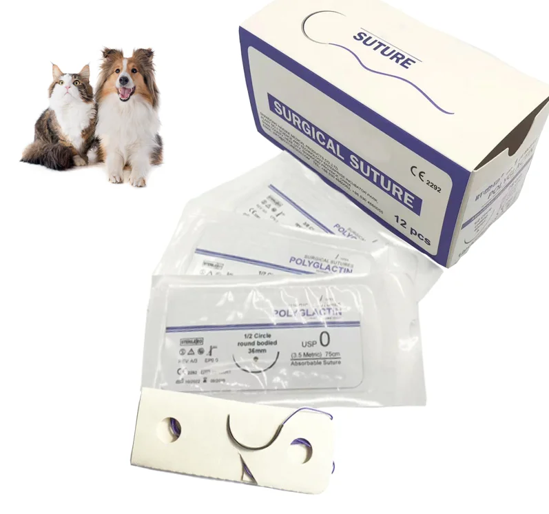 18 years manufacture price sterile absorbable PGLA POLYGLACTIN 910 surgical sutures for animal dog cat vet pet veterinary use