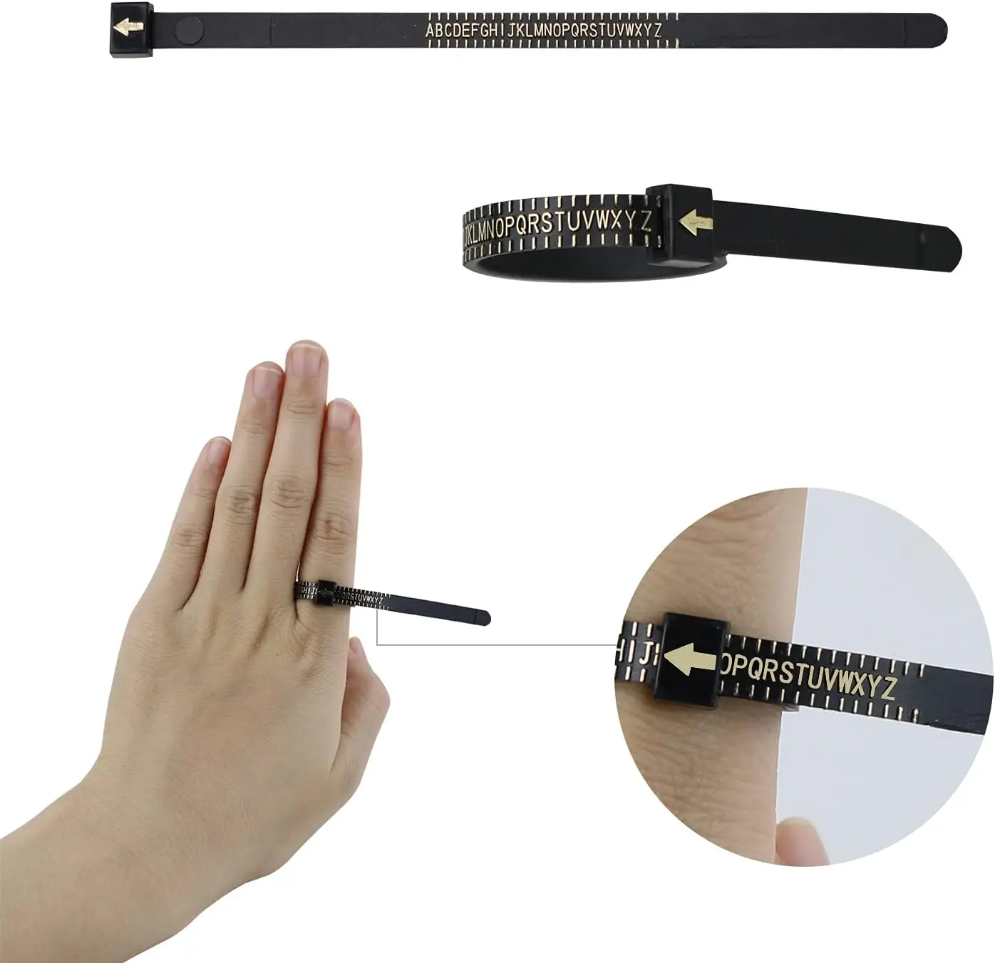 Reusable bulk plastic jewelry uk ring sizer gauge adjustable measuring tool a-z for ring