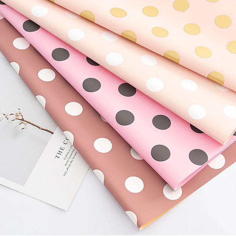 Flower Prapping Paper Packing Double Sided Colorful Paper Dots Wedding Flowers Wrapping Paper