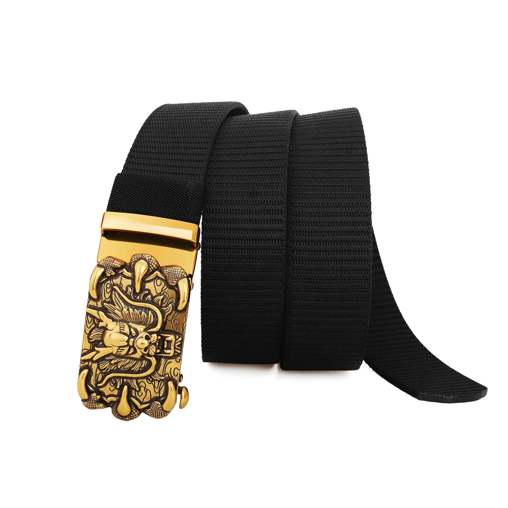 New Braided Strap Belt Adjustable Automatic Alloy Buckle Nylon Men Belt