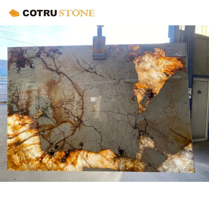 Wholesale Transparent luxury Pandora White Marble Slab Natural Luxury Stone kitchen countertop