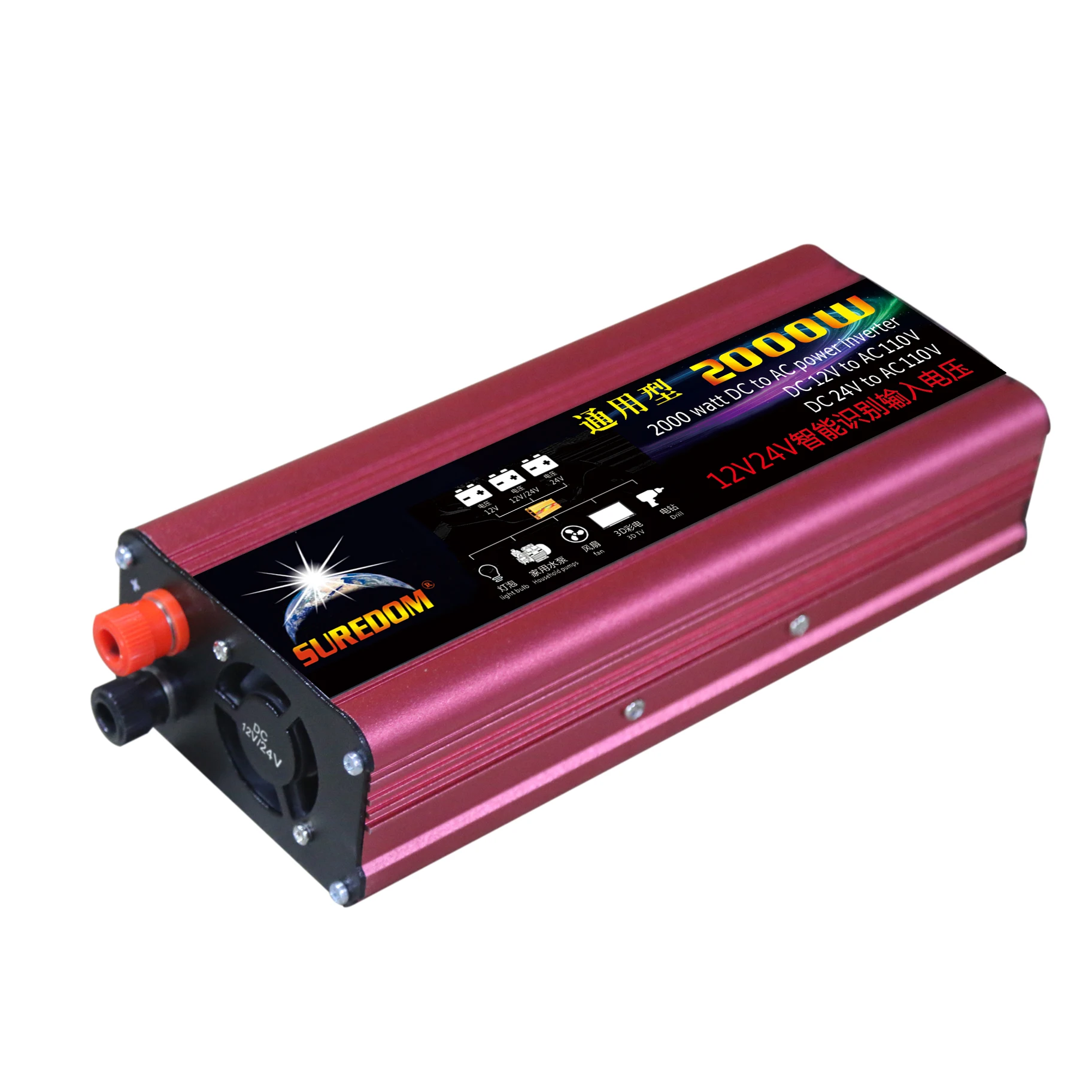 Universal Socket 12V 24V DC TO 110V 220V Power Inverter 2000w With Led Indicator