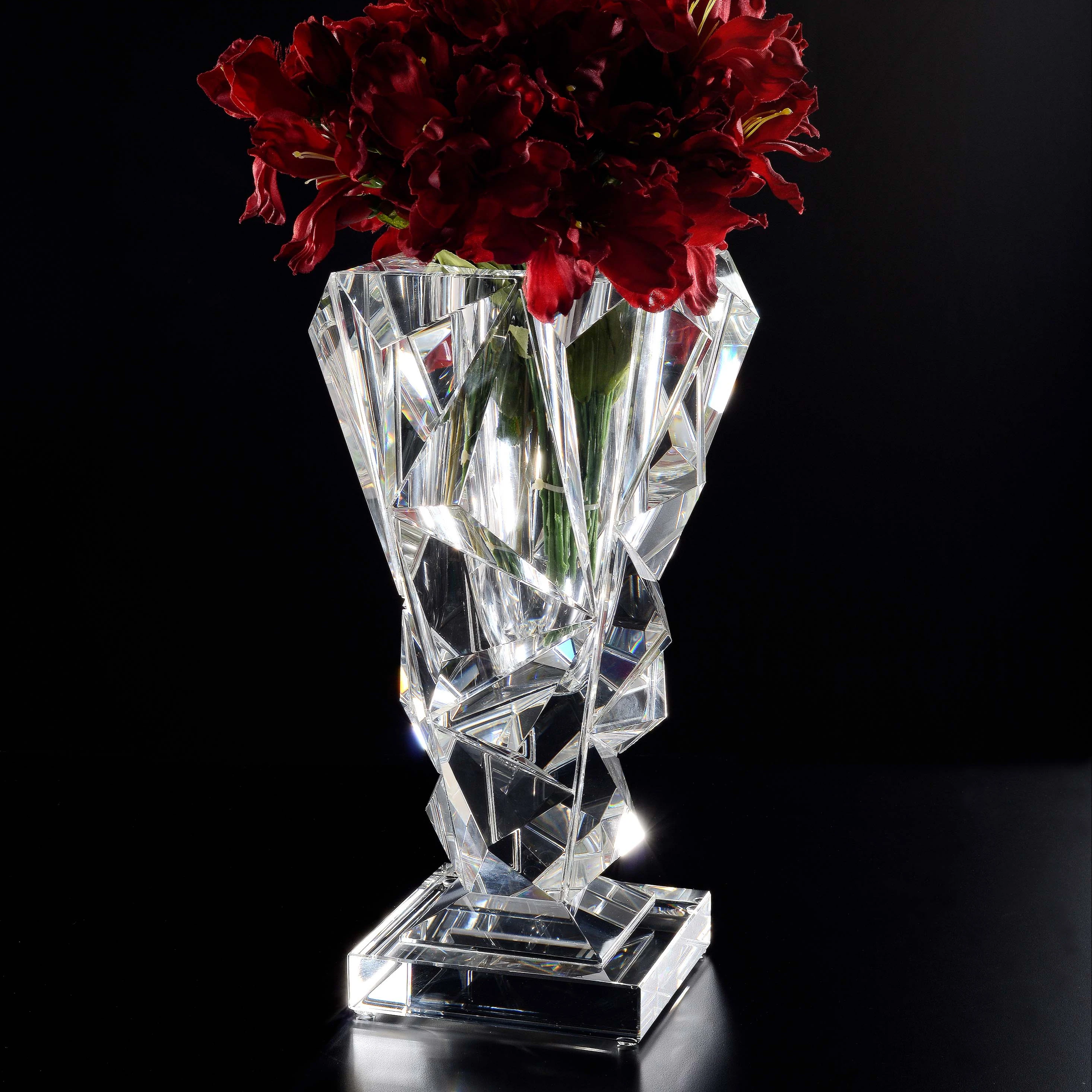 handmade square home accessories vase plant hydroponic clear crystal k9 vase