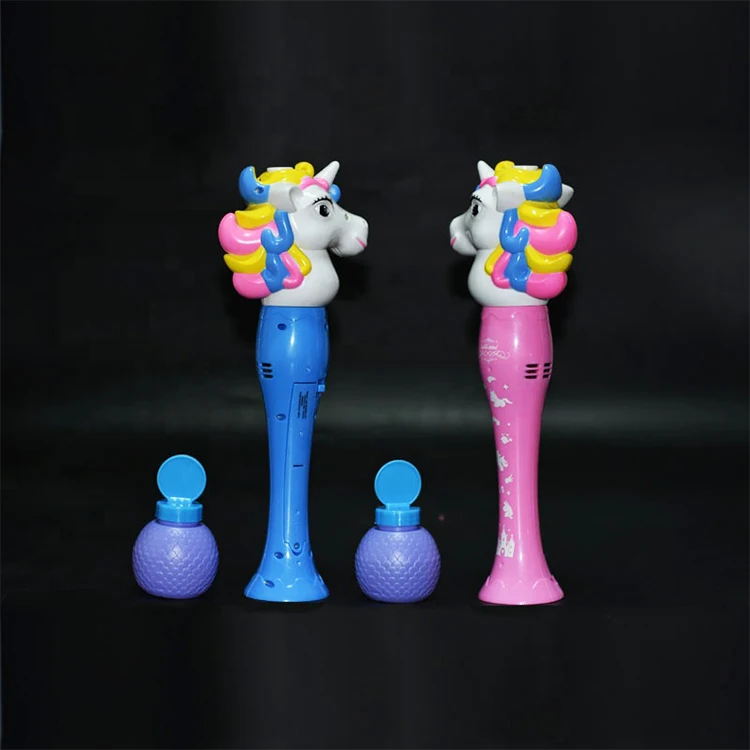 Unicorn Bubble Blower Wand 14 Inch  With Light Music And Soap Solution Automatic Bubble Maker Bubble Wand Toys