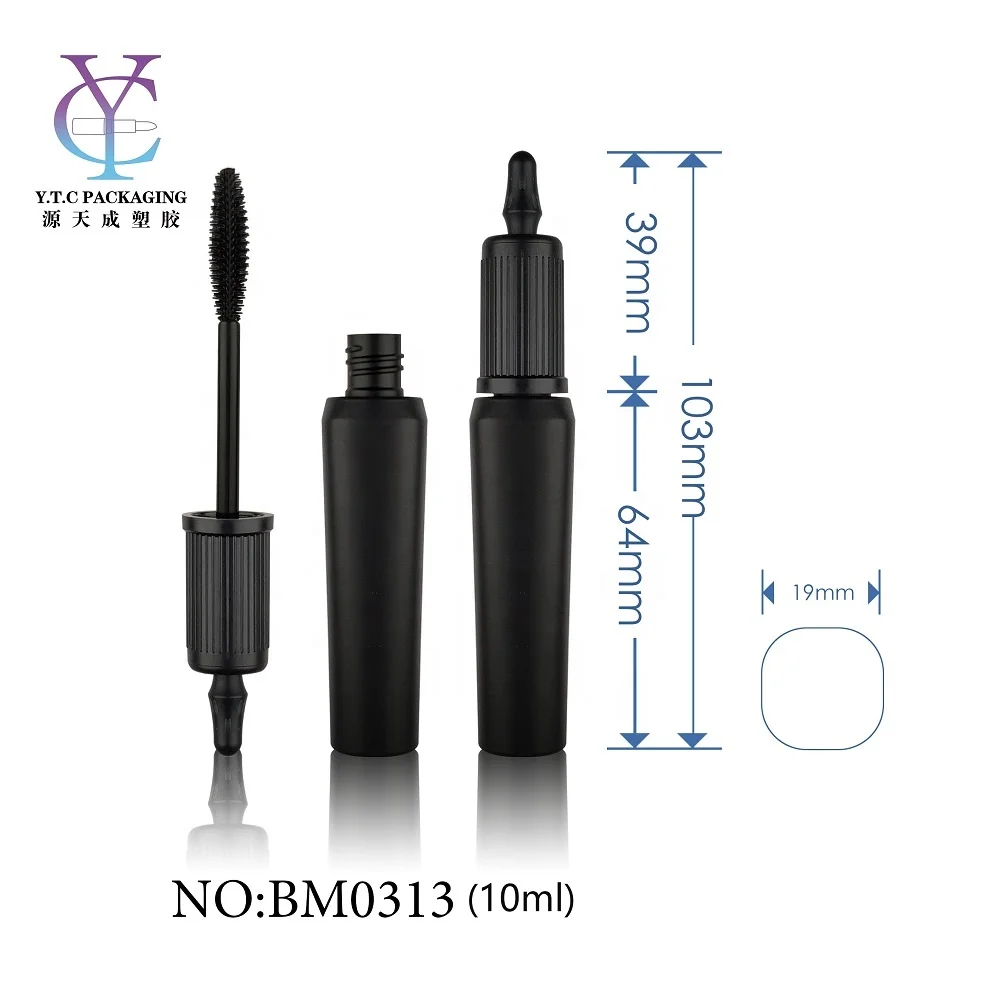 plastic empty mascara container round mascara wand bottle eyelash packaging tube with brush