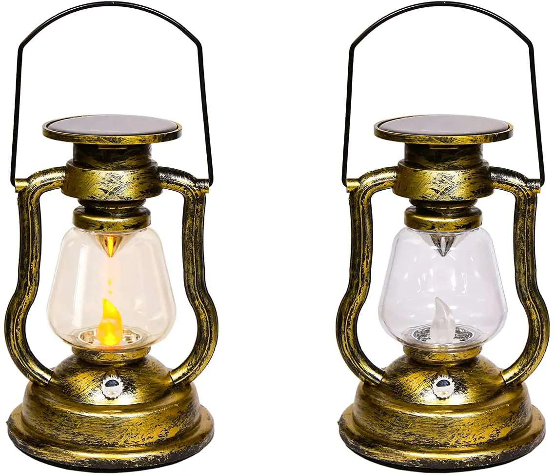 Outdoor Hanging Solar Lantern Solar Kerosene Lamp Retro Oil Lamp Solar for Decor Tree Pavilion Lawn Porch  Camping Lantern