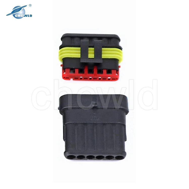 6 pin female sealed waterproof amp tyco automotive connector 282090-1
