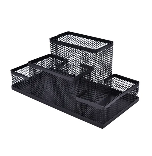 Лидер продаж, металлический сетчатый органайзер для школьников, офисных работников, держатель для ручек, коробка для хранения, черные канцелярские принадлежности