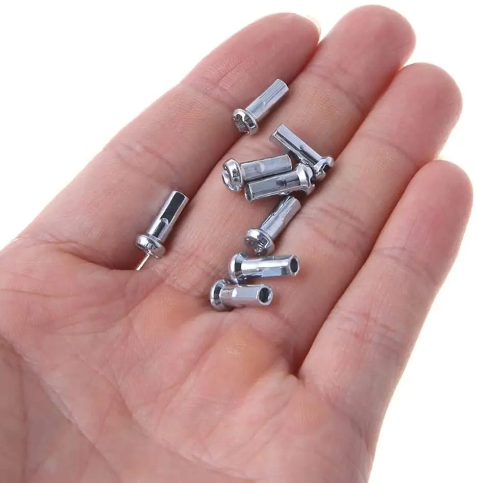 Mountain Bike Spoke Cap 16mm Spoke Nipples Silver Wheel Spoke Nipples Decor for 14G Mountain Road Bicycles