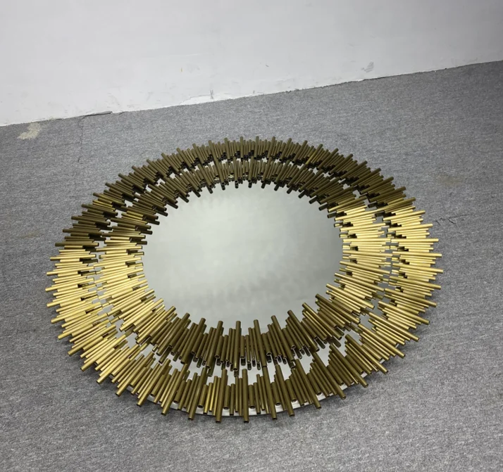 Sun Shaped Unique Designed Decorative Mirror Creative Lavish Wall Mirror Make Up Rooms Mirror Frame Wall Mount