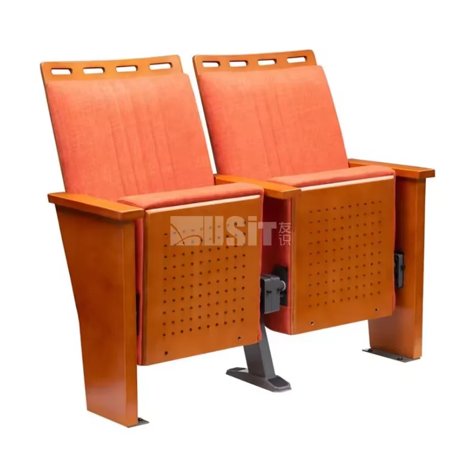Modern Design Wood Armrest Cinema Seat Church School Theater Chair with Writing Pad