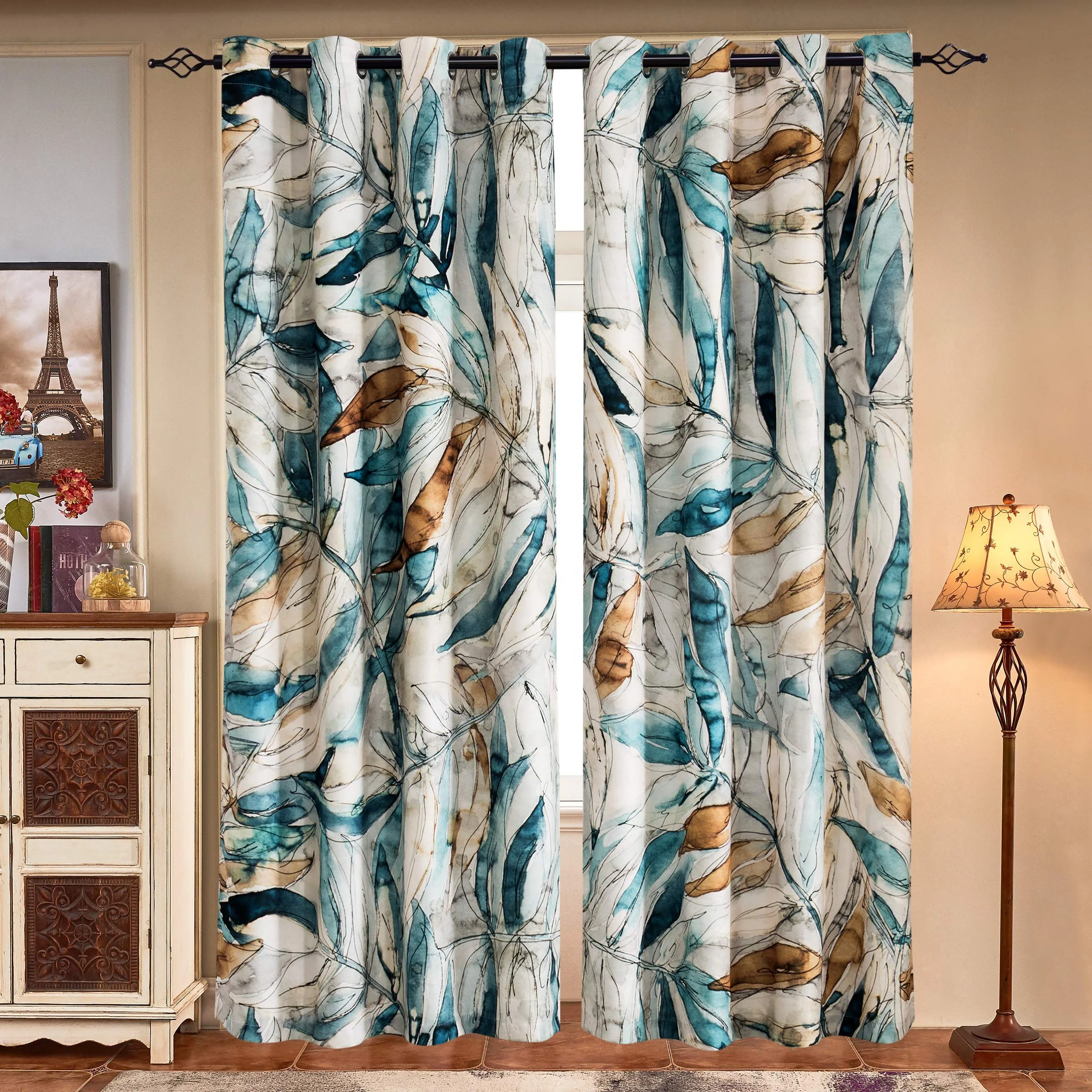 Wholesale Digital Print Fashion Plant Design Home Window Curtain For Bedroom