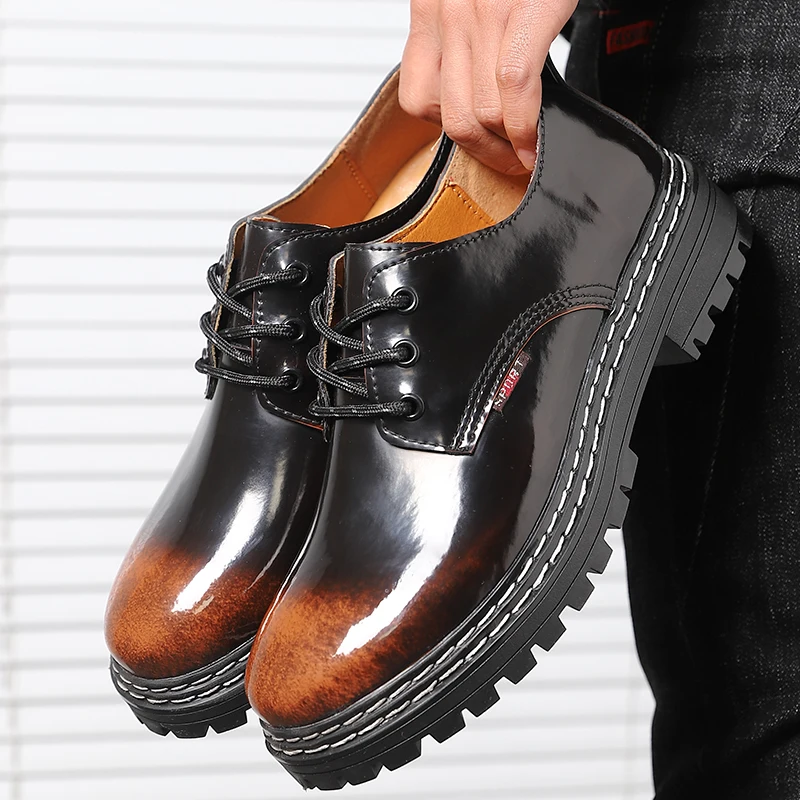 New Design High Quality Fashion Height Increasing Genuine Leather Shoes For Men