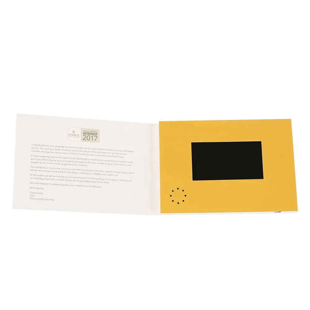 Automotbiles Promotion wedding invitation cards recordable video greeting card 10 inch video brochure
