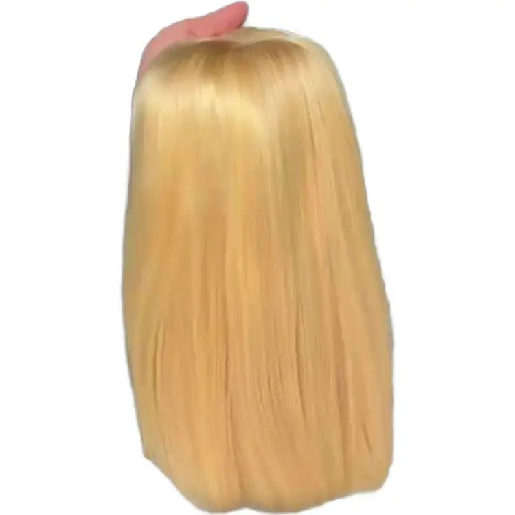Silk Straight Long Blonde Human Hair Wig Asian Women Natural Full Lace for