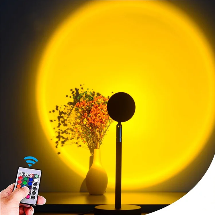 Remote Control RGB Sunset Projection Lamp Atmosphere Led Light with 16 Colors For Home Bedroom Background Wall Decoration