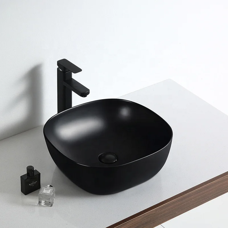Good sale Classic Black Wash Ceramic Rectangular Lavabo Basin Bathroom Sink