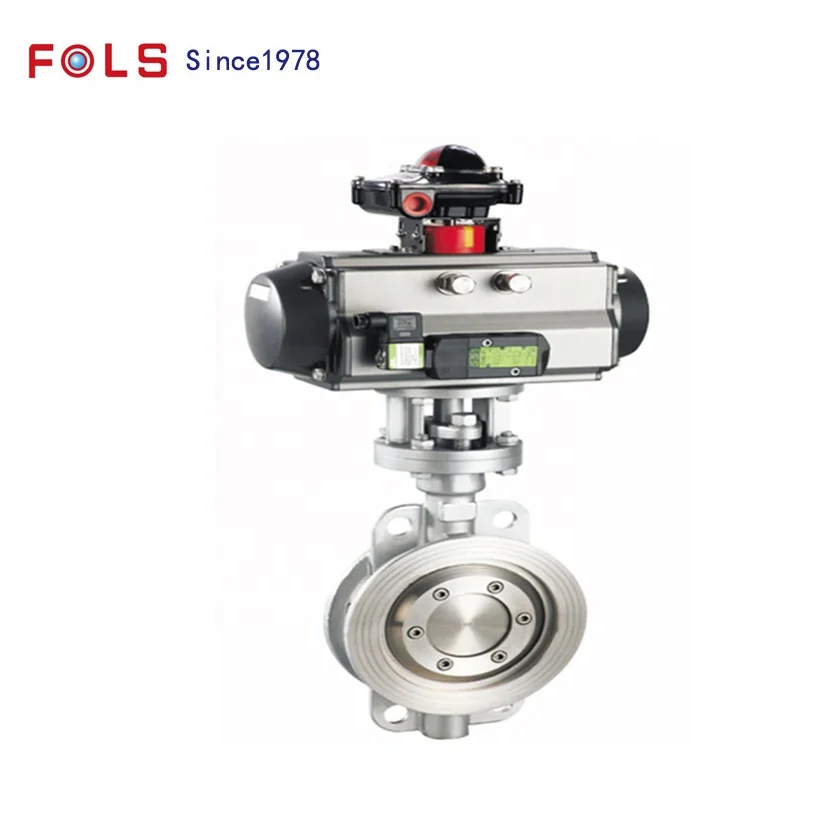 DN150 PN16 SS304 Pneumatic Clamp Hard Sealing Metal Seal Wafer Type Butterfly Valve