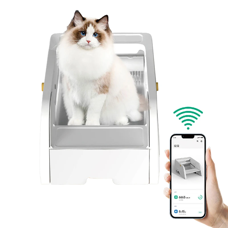 Автоматический открытый кошачий Туалет с Wi-Fi Интеллектуальный умный самоочищающийся ящик для мусора большое приложение голосовых вызовов камерой кошек