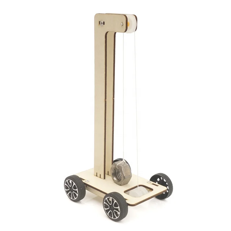 STEM diy wooden experiment science toys educational gravity mini car toy
