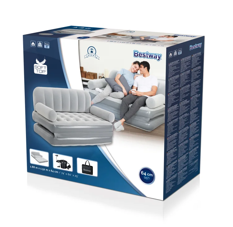 Best way 75073 double flocked inflatable furniture folding sofa bed stretch sofa covers