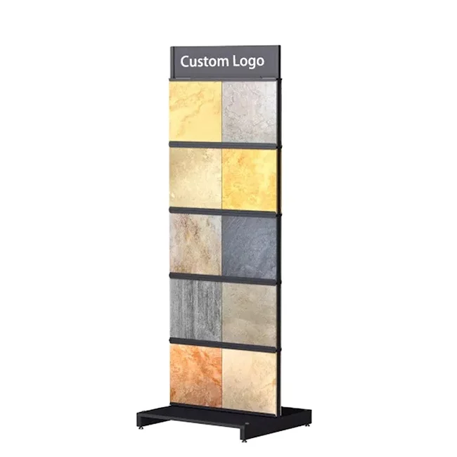 Customized metal logo High quality marble granite quartz stone sample display stand rack Tile Metal Display Rack