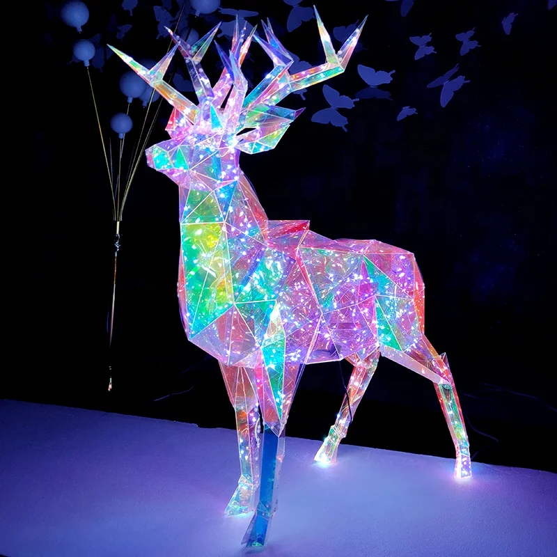 Newest Artificial Handmade Giant Outdoor Christmas Decorations Luminous LED Christmas Deer for Street Shopping Mall Decoration