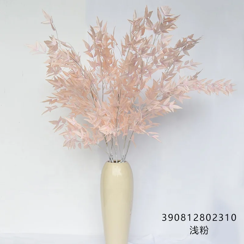 Hunan Zhangjiajie Fuyuan Yiwu orange yellow silk plants single stem nandina artificial heavenly bamboo leaves for wedding decor