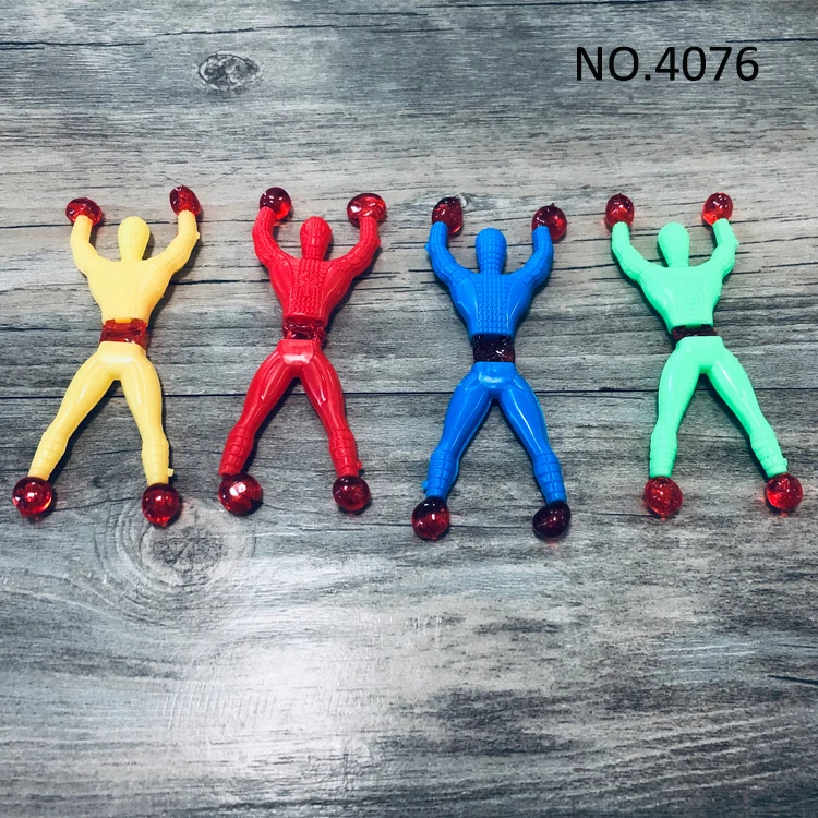 4 color mixed blister card package interactive toys cartoon mini wall climbing sticky spiderman toys