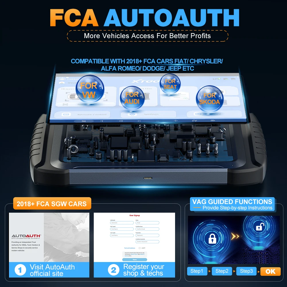 Новый автоматический диагностический инструмент XTool IP919 Pro для всех систем с кодированием FCA ECU двунаправленным управлением OBD2 сканер