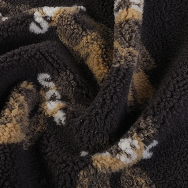 Custom Cartoon Bear Print Polyester Sherpa Berber Fleece Plush Faux Fur Fabric