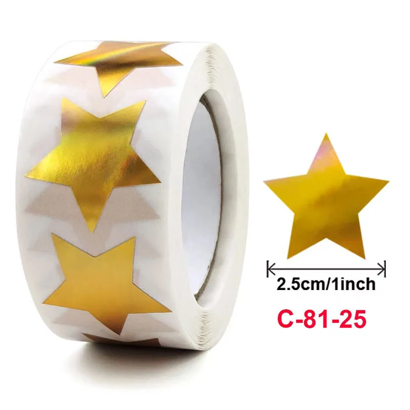 500pcs Order Color laser Paper Blank Sticker Gift Star Self-adhensive Stickers Decorative Envelope Seal Sticker